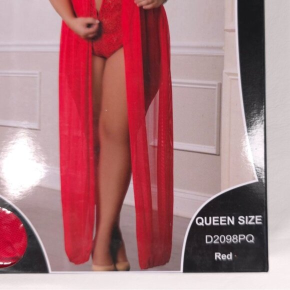 NWB G WORLD Intimates 1pc Zipper Crotch Teddy Gown Red D2098PQ QUEEN SIZE - Picture 6 of 7